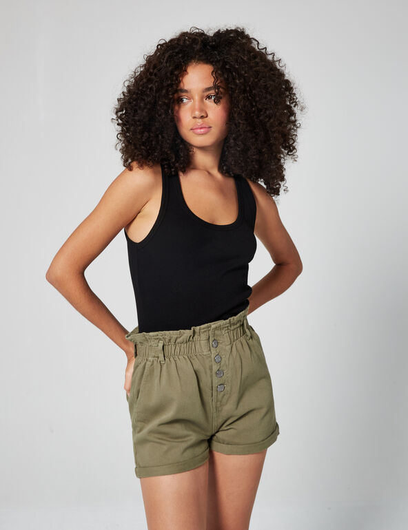 Denim shorts with elasticated waist teen