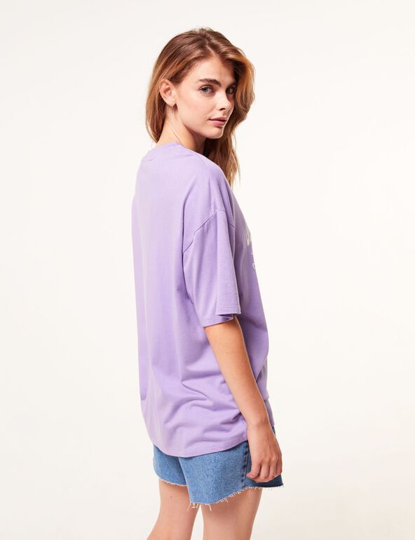 Tee-shirt oversize à message violet