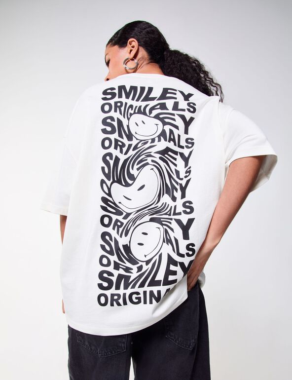 T-shirt oversize imprimé  blanc cassé Smiley Originals x Jennyfer ado