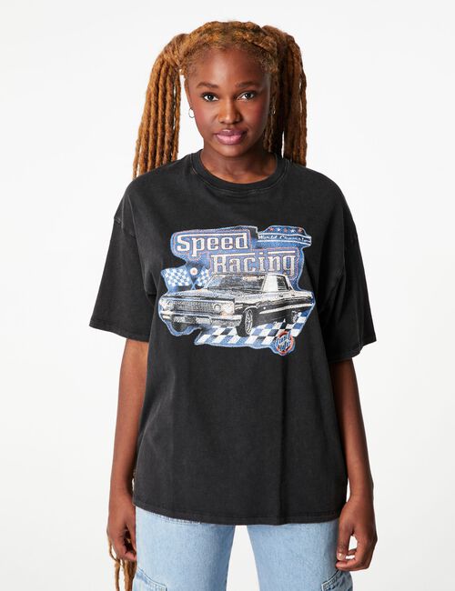 Tee-shirt oversize speed racing noir