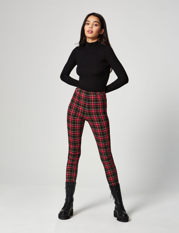 Printed trousers with buckles teen