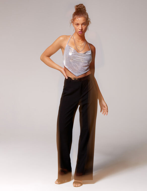 Sequinned top with a draped scoop neckline