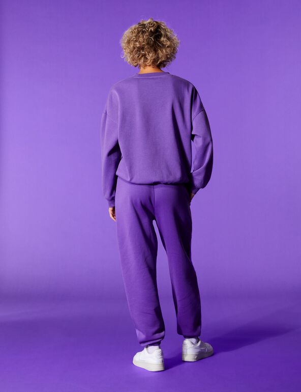Jogging violet coutures apparentes
