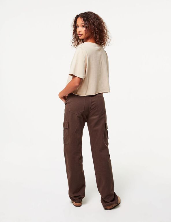 Pantalon straight marron foncé