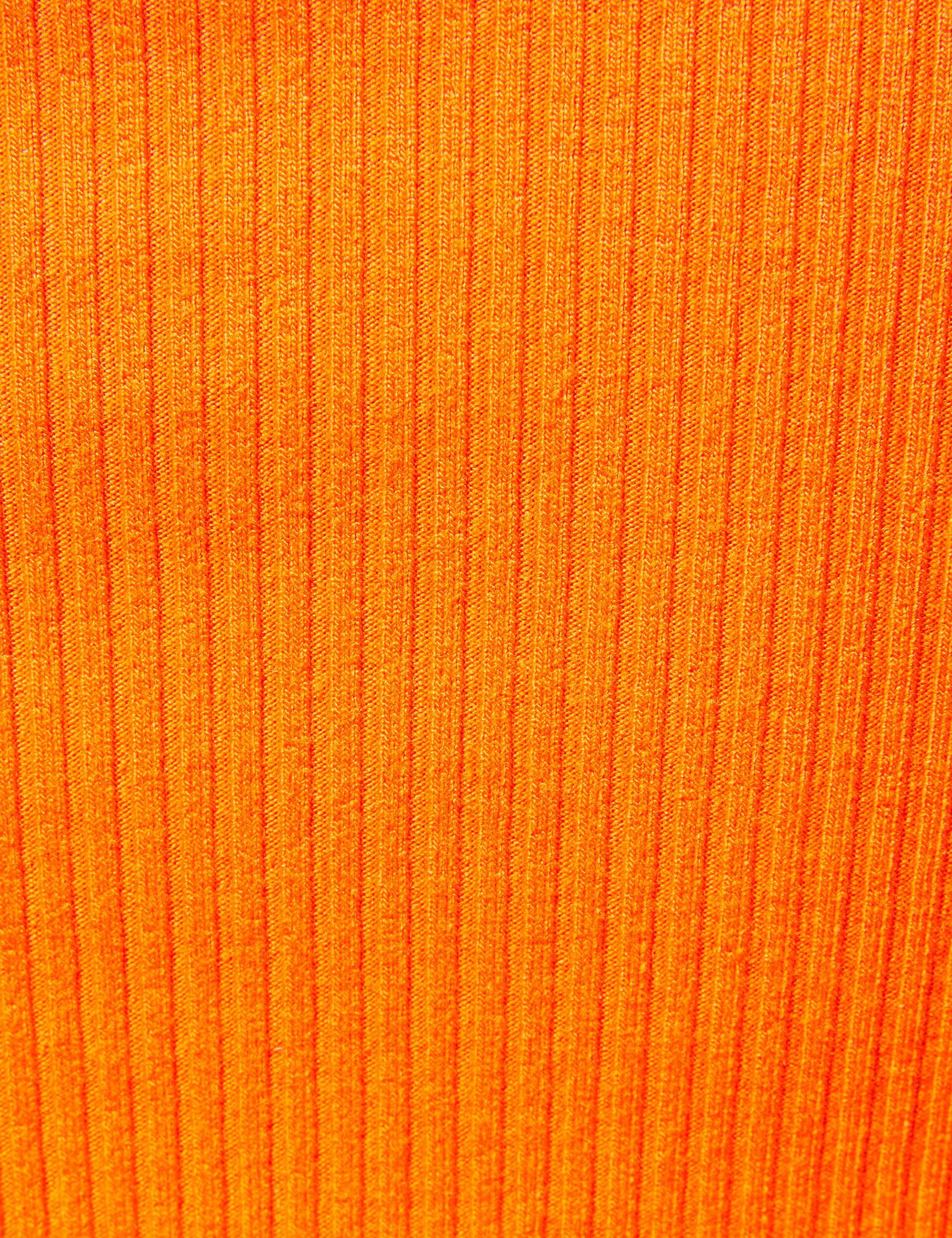 Top court côtelé orange fluo avec volants