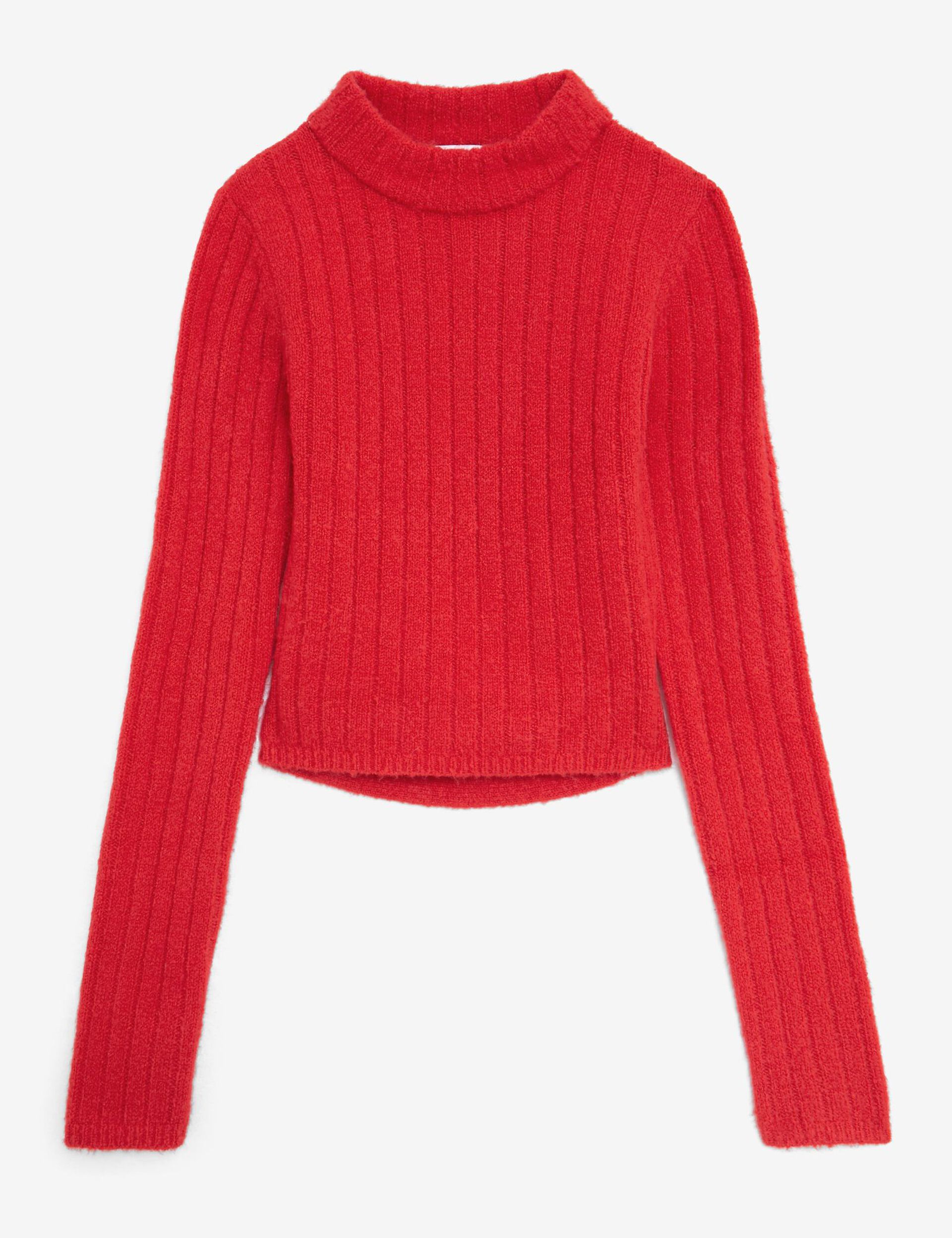 Pull doux dos ouvert rouge