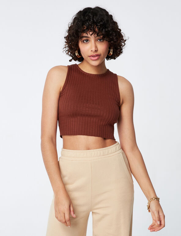Ribbed cropped vest top