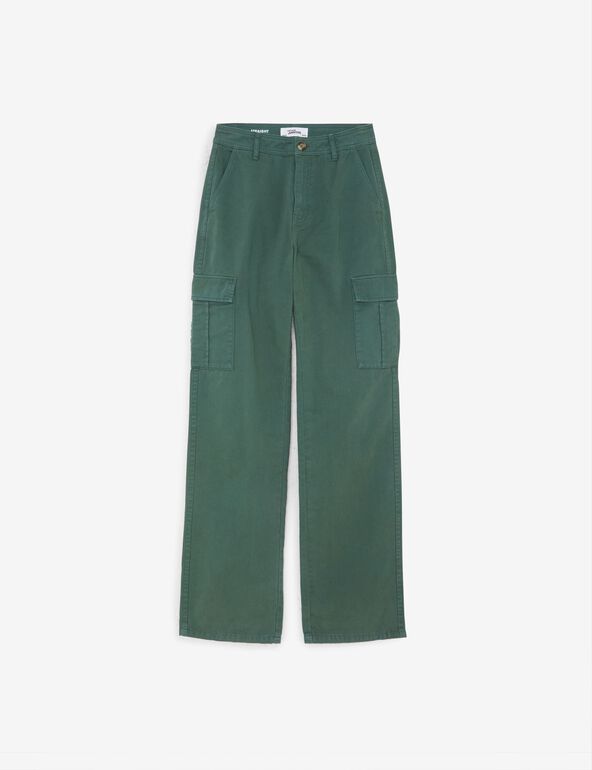 Pantalon straight cargo vert émeraude
