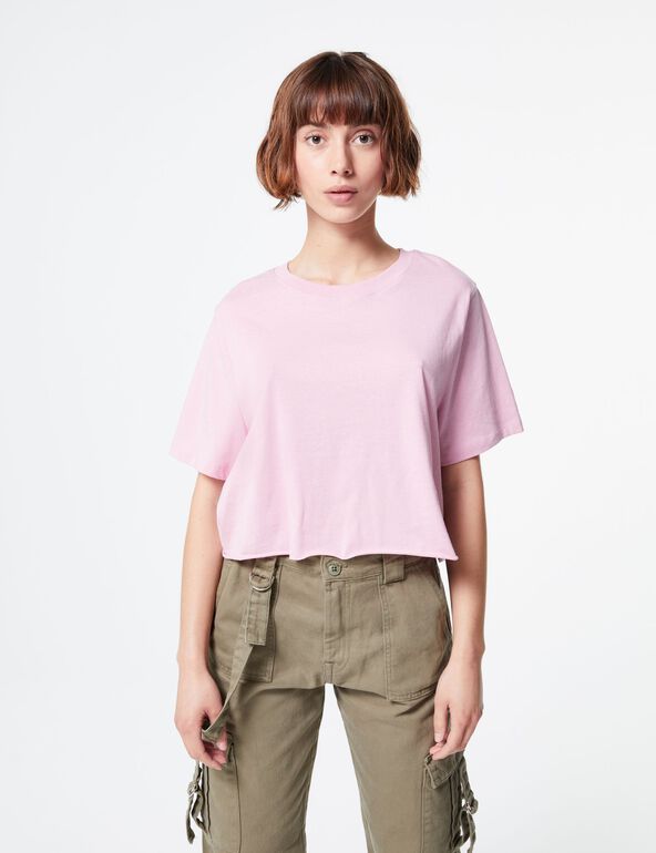 Tee-shirt court oversize rose clair teen