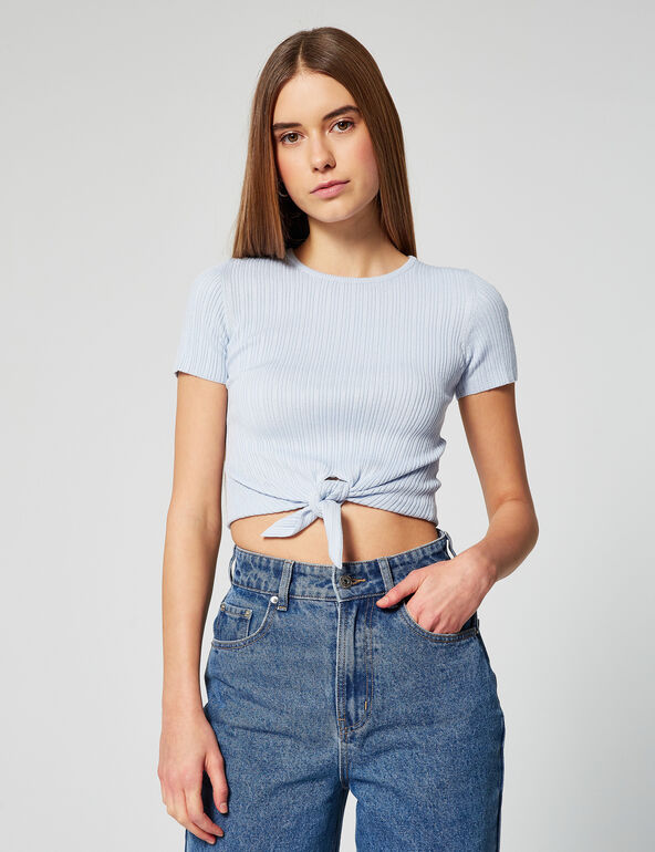 Knotted ribbed jumper teen