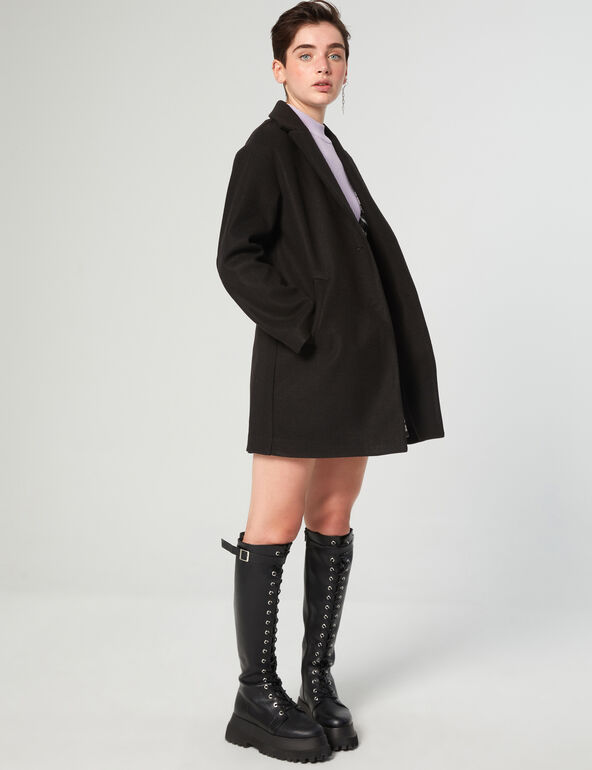 Loose-fit mid-length coat