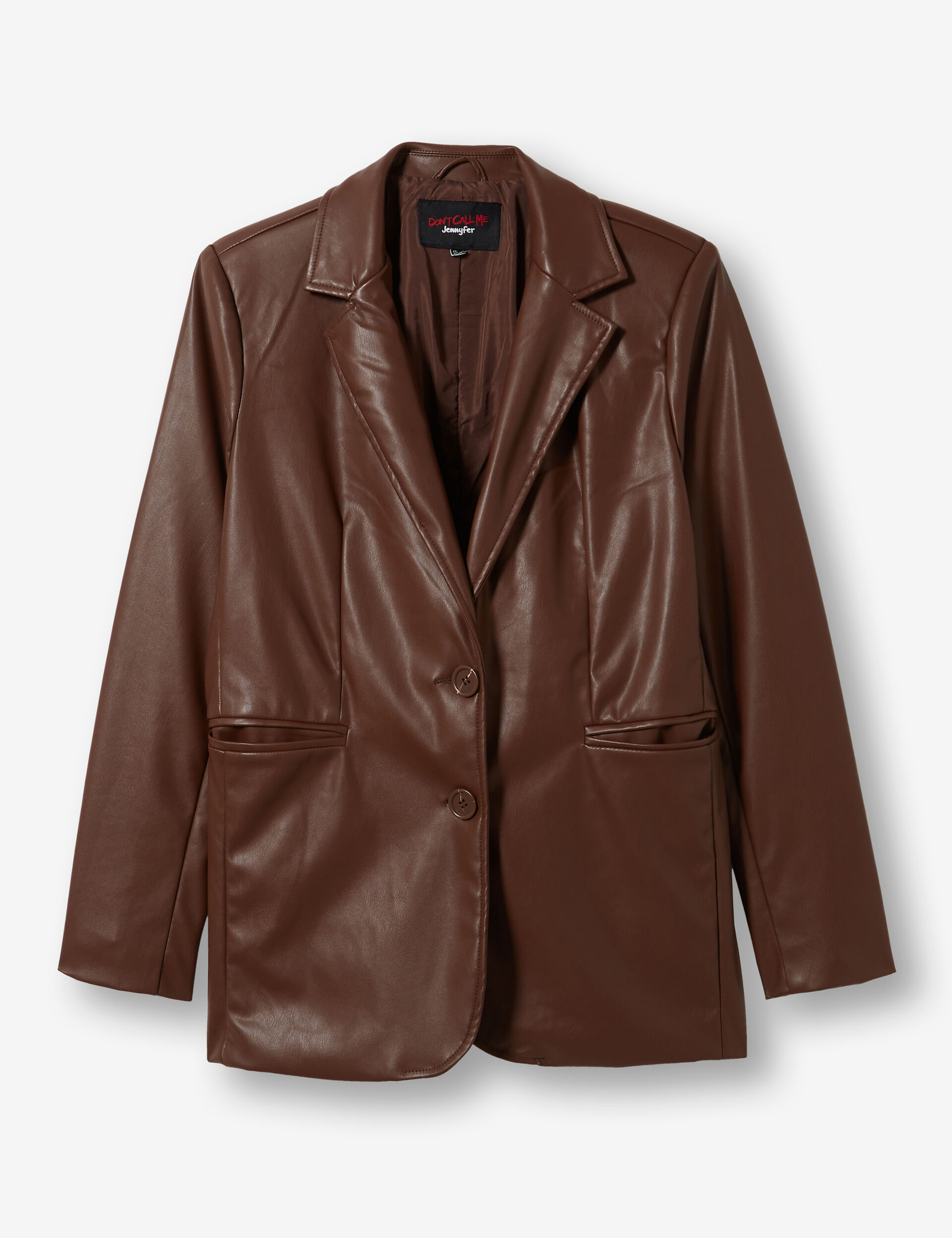 Faux-leather blazer