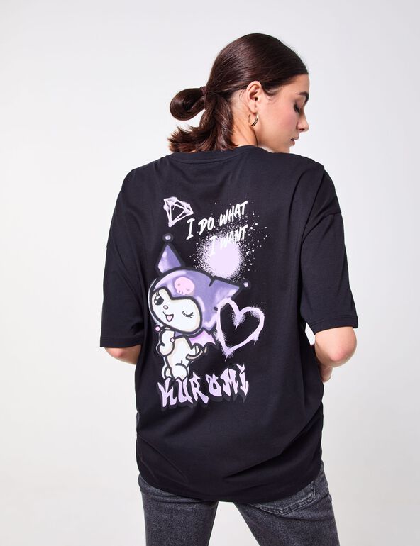 t-shirt over size hello kitty x jennyfer noir à message teen