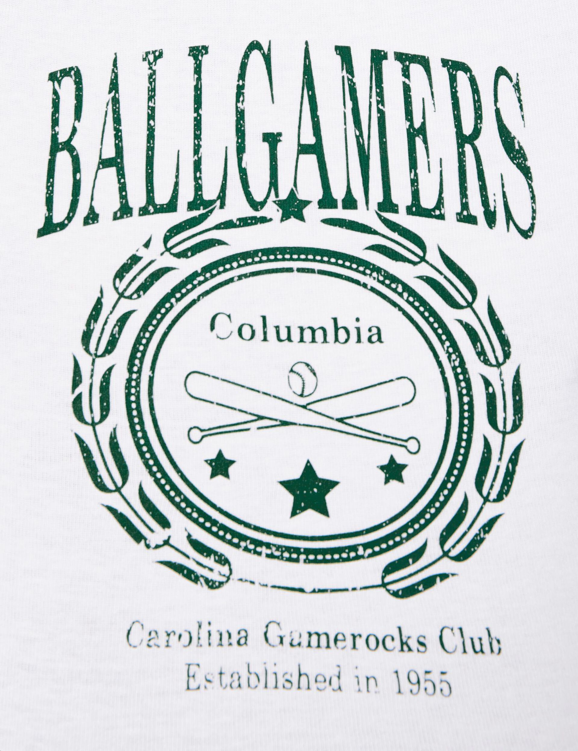 Tee-shirt blanc et vert imprimé : Ballgamers Columbia
