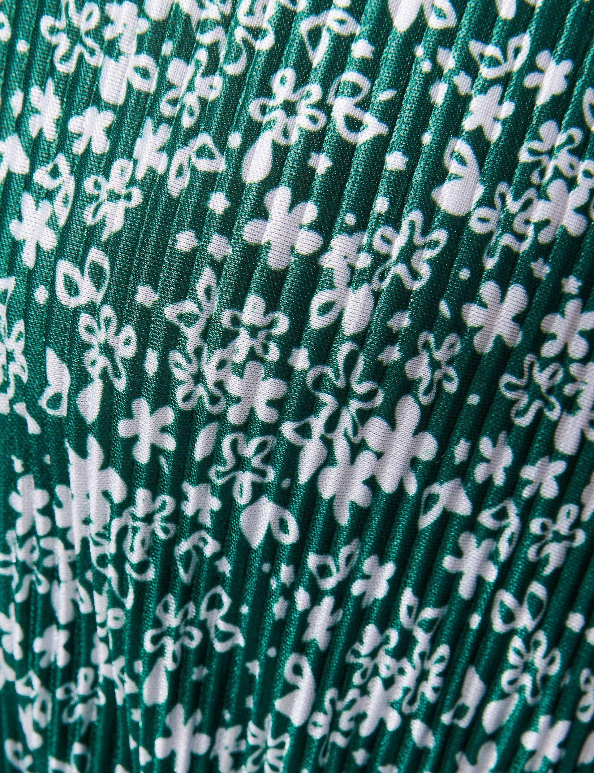 Débardeur fleuri plissé vert et blanc