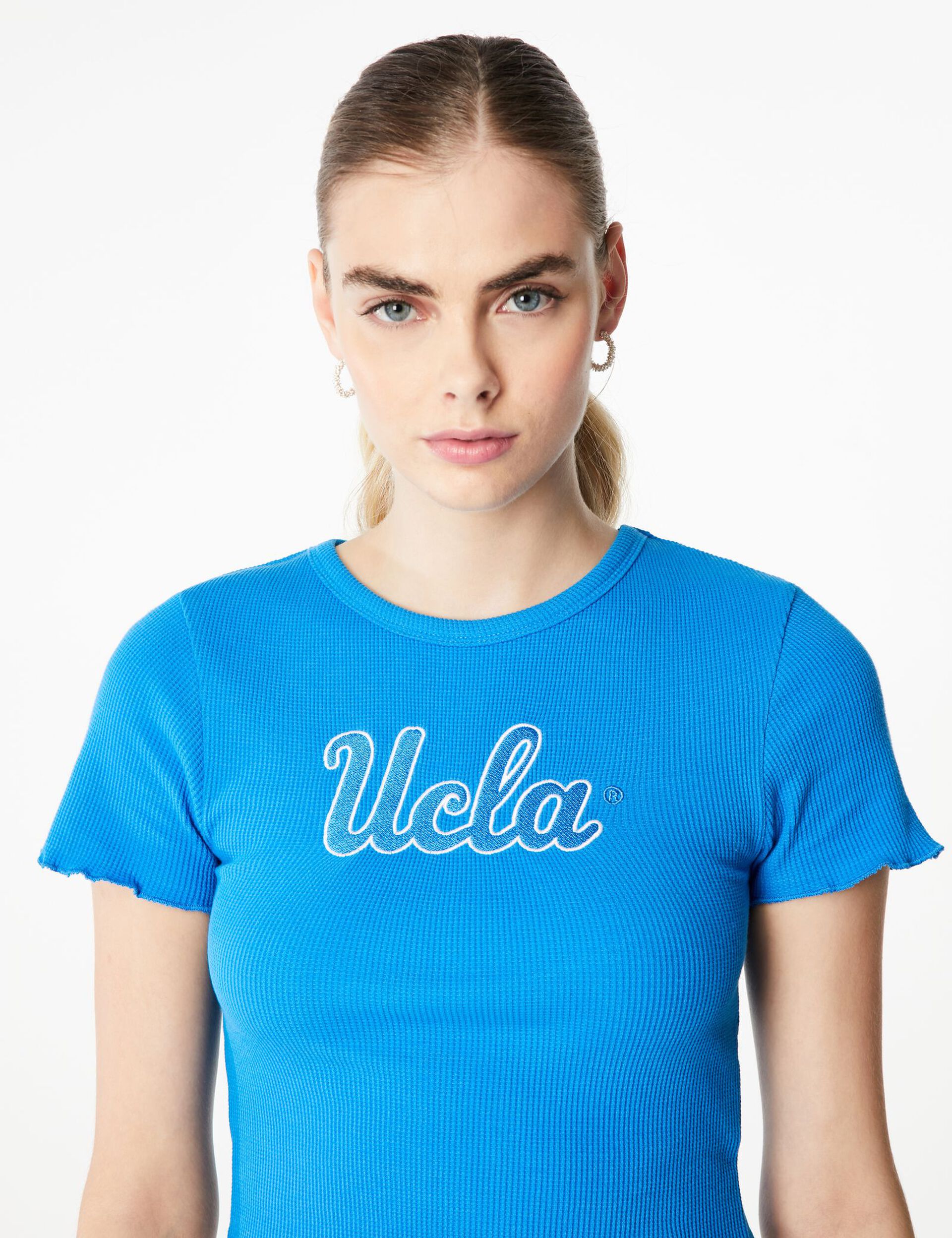 Tee-shirt court UCLA gaufré bleu