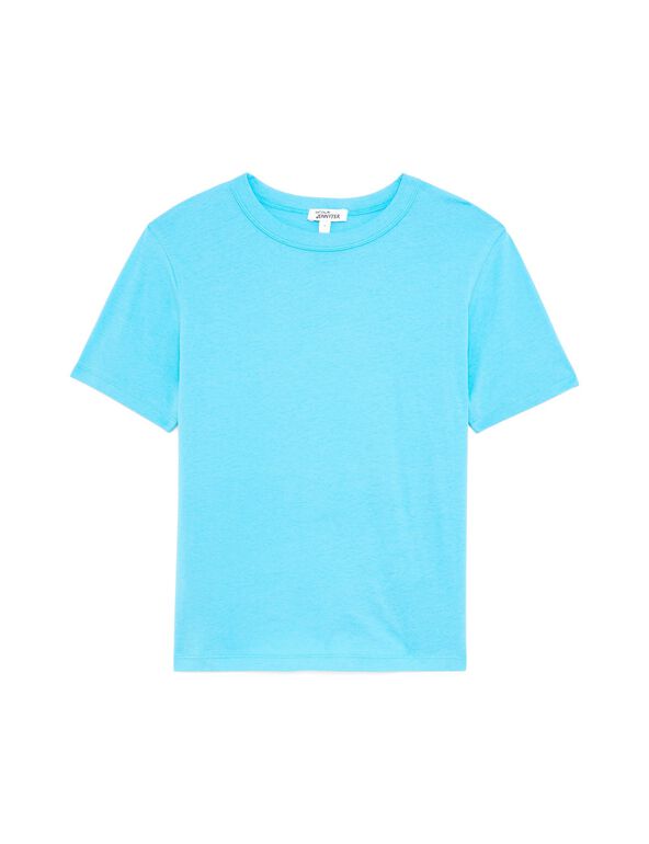Tee-shirt basic col rond bleu 