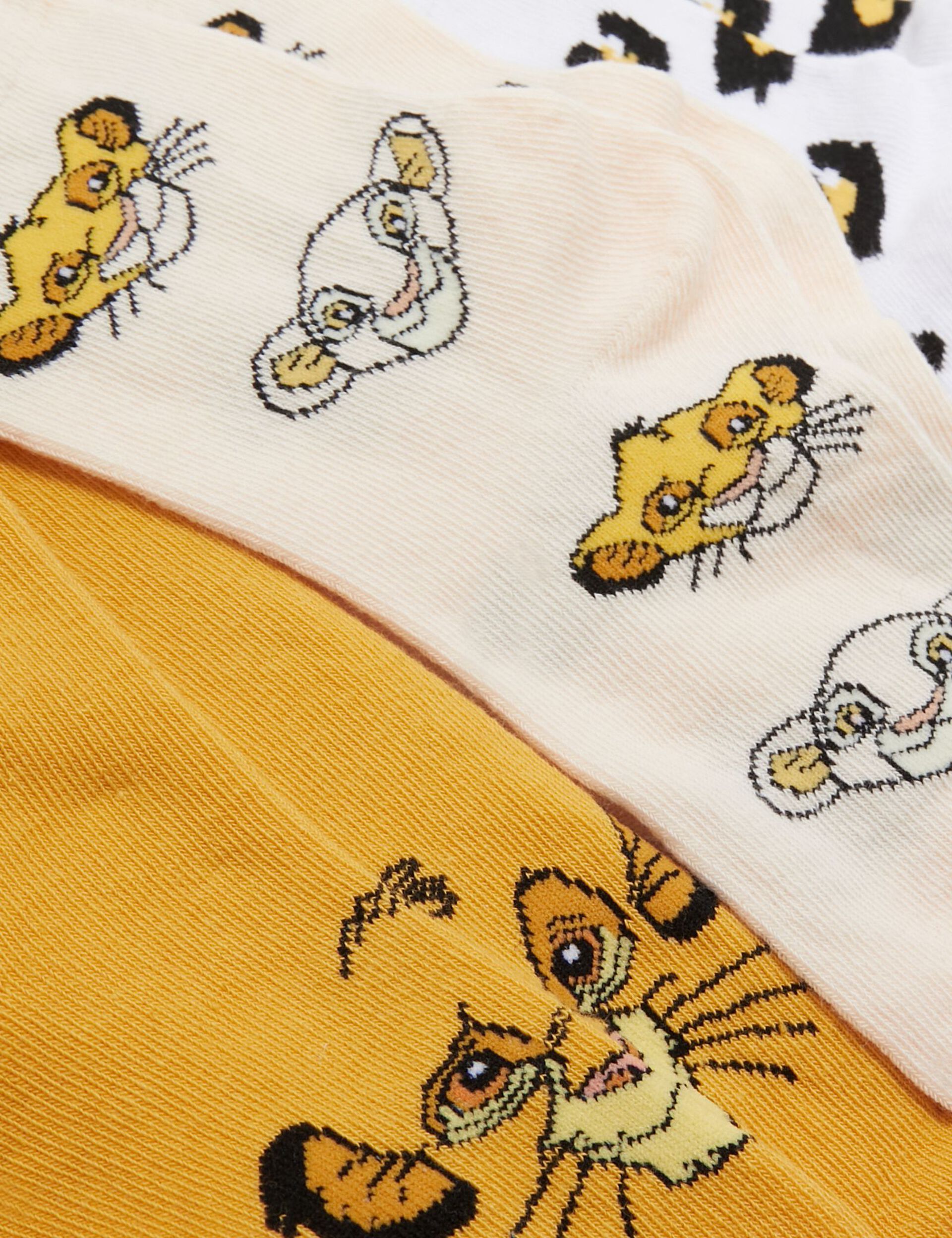Chaussettes Disney Roi Lion blanches, beiges et jaunes