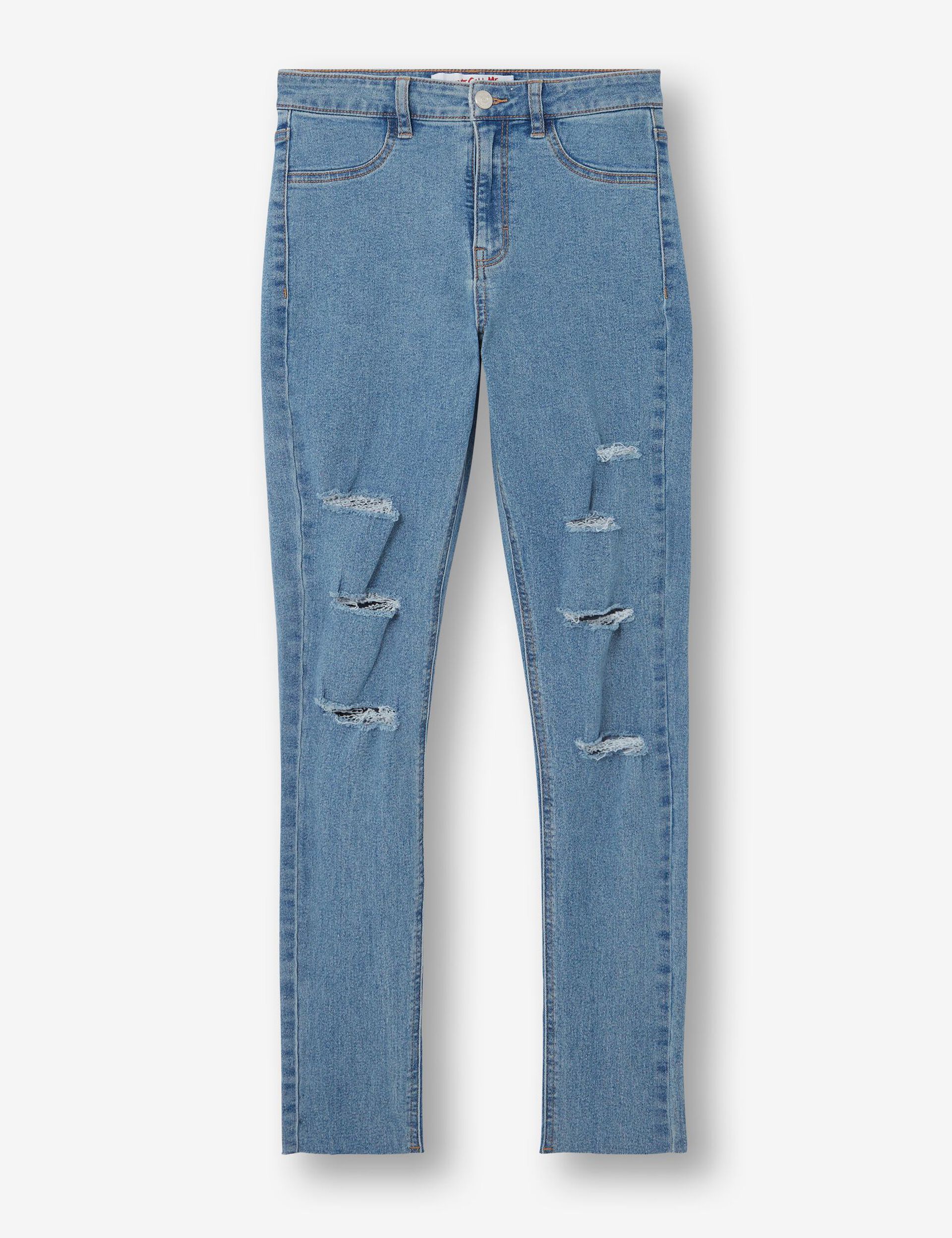 Distressed high-waisted jeggings