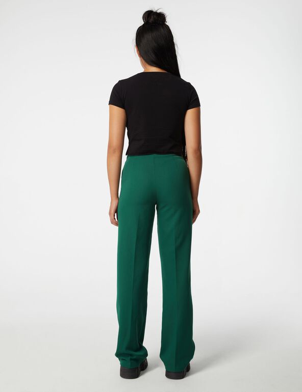 Pantalon tailleur avec plis vert foncé fille