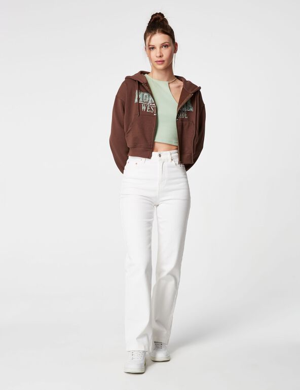 Cropped hooded cardigan woman