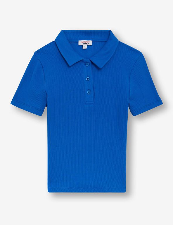 Tee-shirt polo côtelé bleu