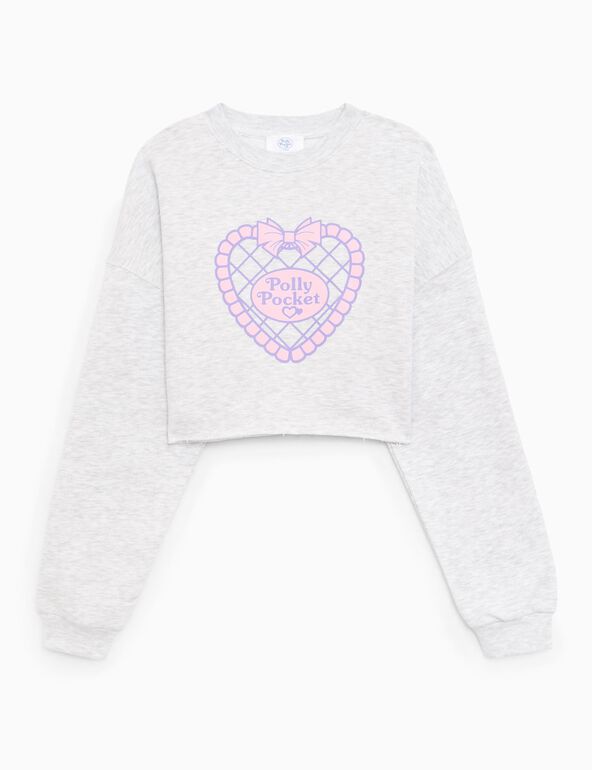 Sweat court Polly Pocket gris chiné 