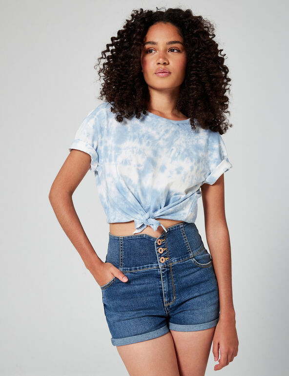 High-waisted skinny fit shorts teen