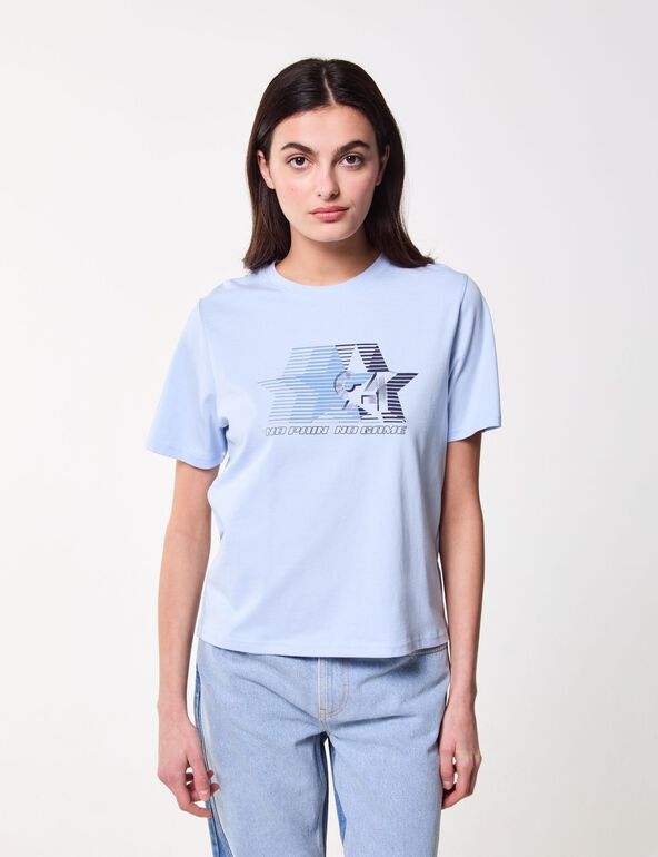 T-shirt bleu ciel imprimé : no pain no game ado