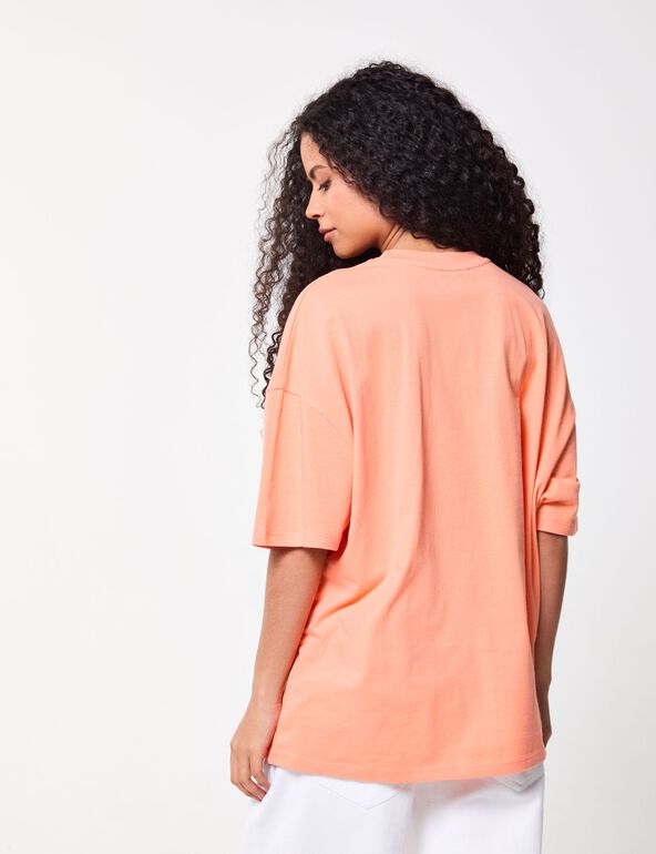 T-shirt oversize orange imprimé Smiley Originals X Jennyfer girl
