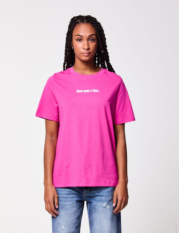 T-shirt oversize rose vif imprimé once upon a time fille