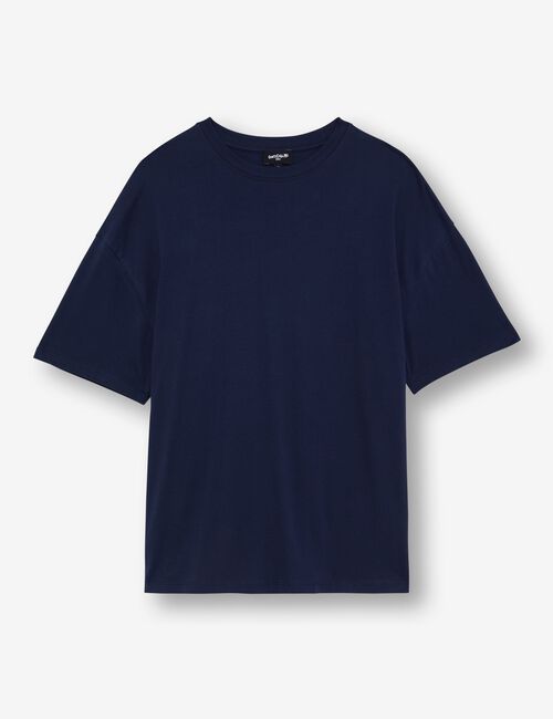 Tee-shirt loose basic col rond bleu marine