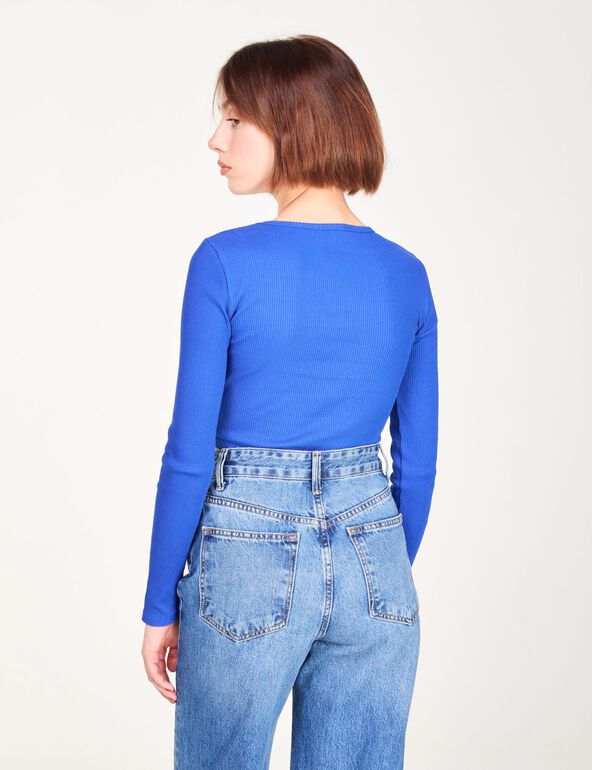 T-shirt court avec liens croisés bleu indigo girl