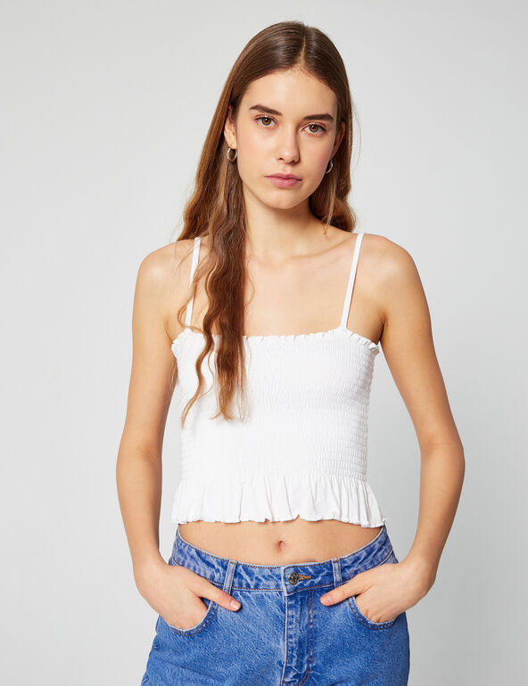 Smocked cropped top teen