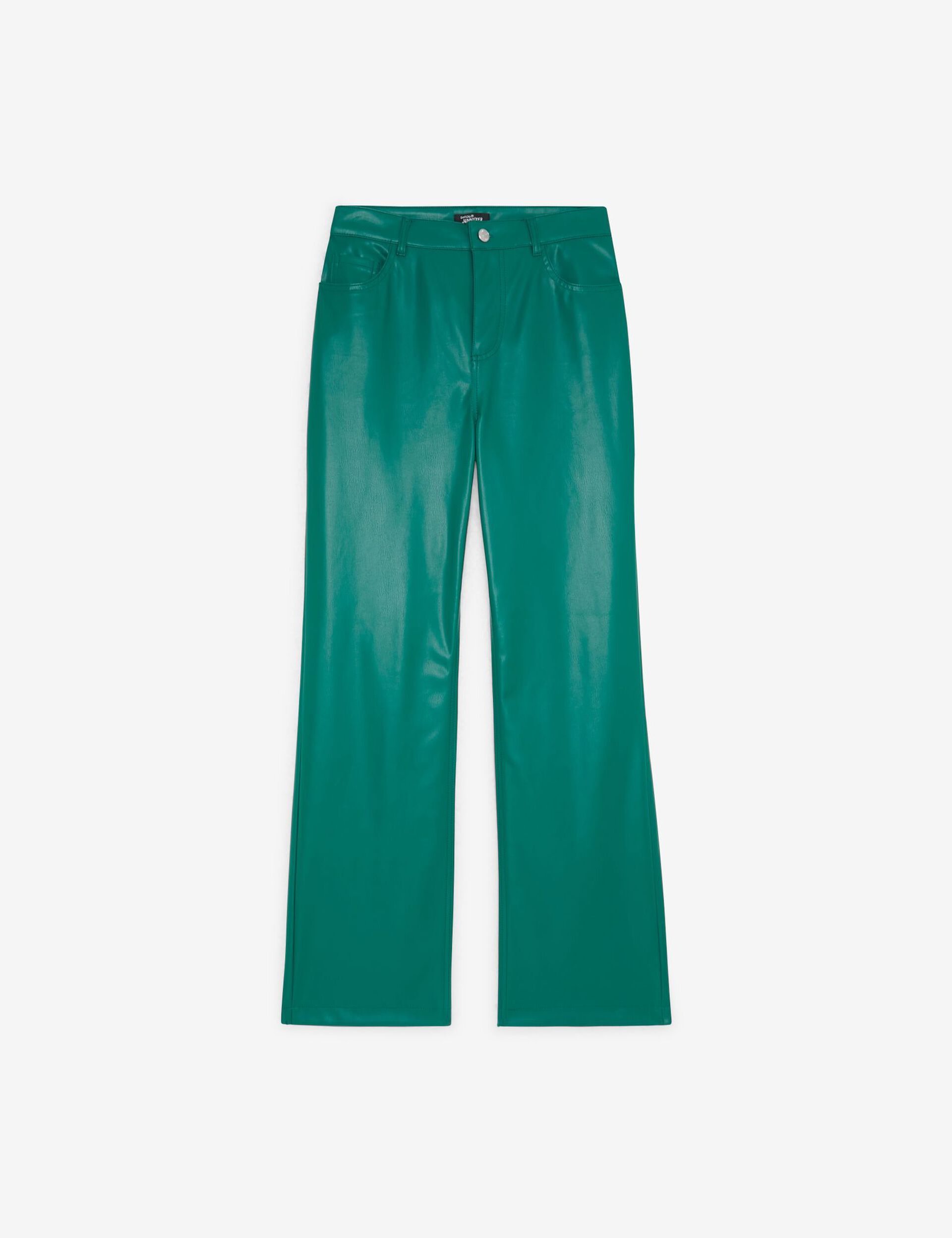 Pantalon enduit coupe droite vert
