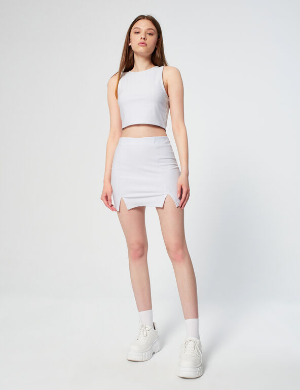 Gingham skirt with slits teen
