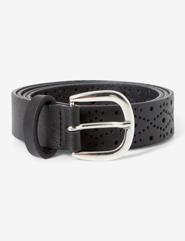 Perforated faux leather belt teen