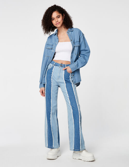 Wide-leg jeans with inserts