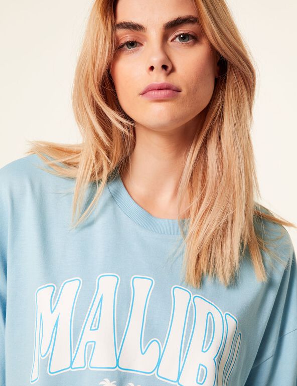 Tee-shirt oversize Malibu bleu ciel girl