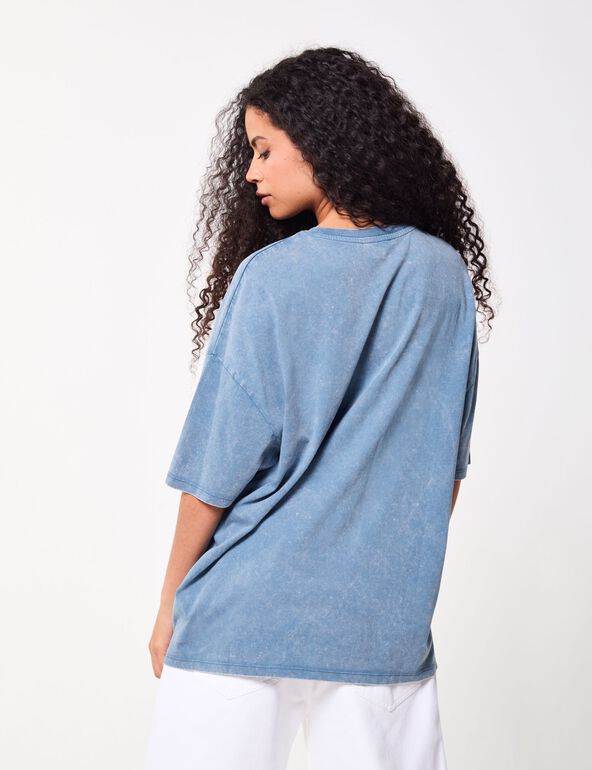 T-shirt oversize à motifs bleu fille