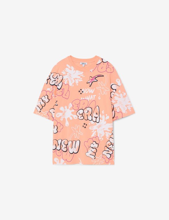 T-shirt oversize à motifs corail ado