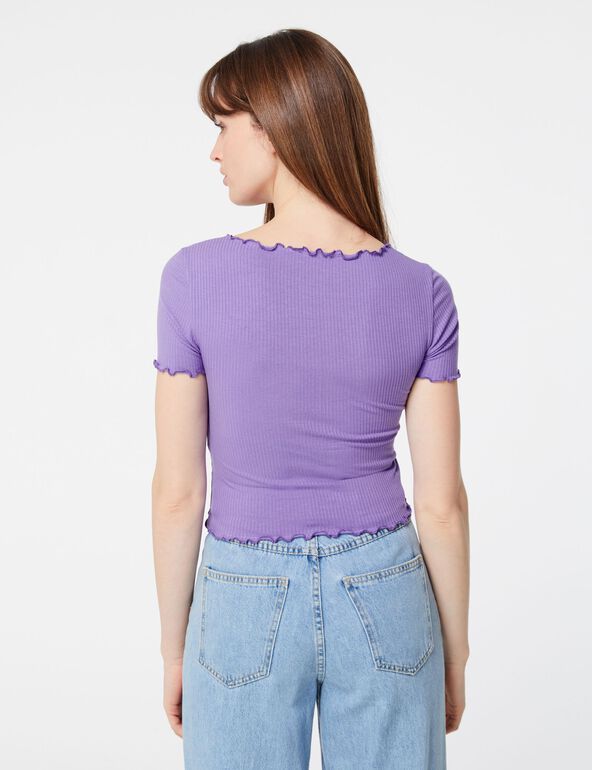 Tee-shirt violet avec fronces fille