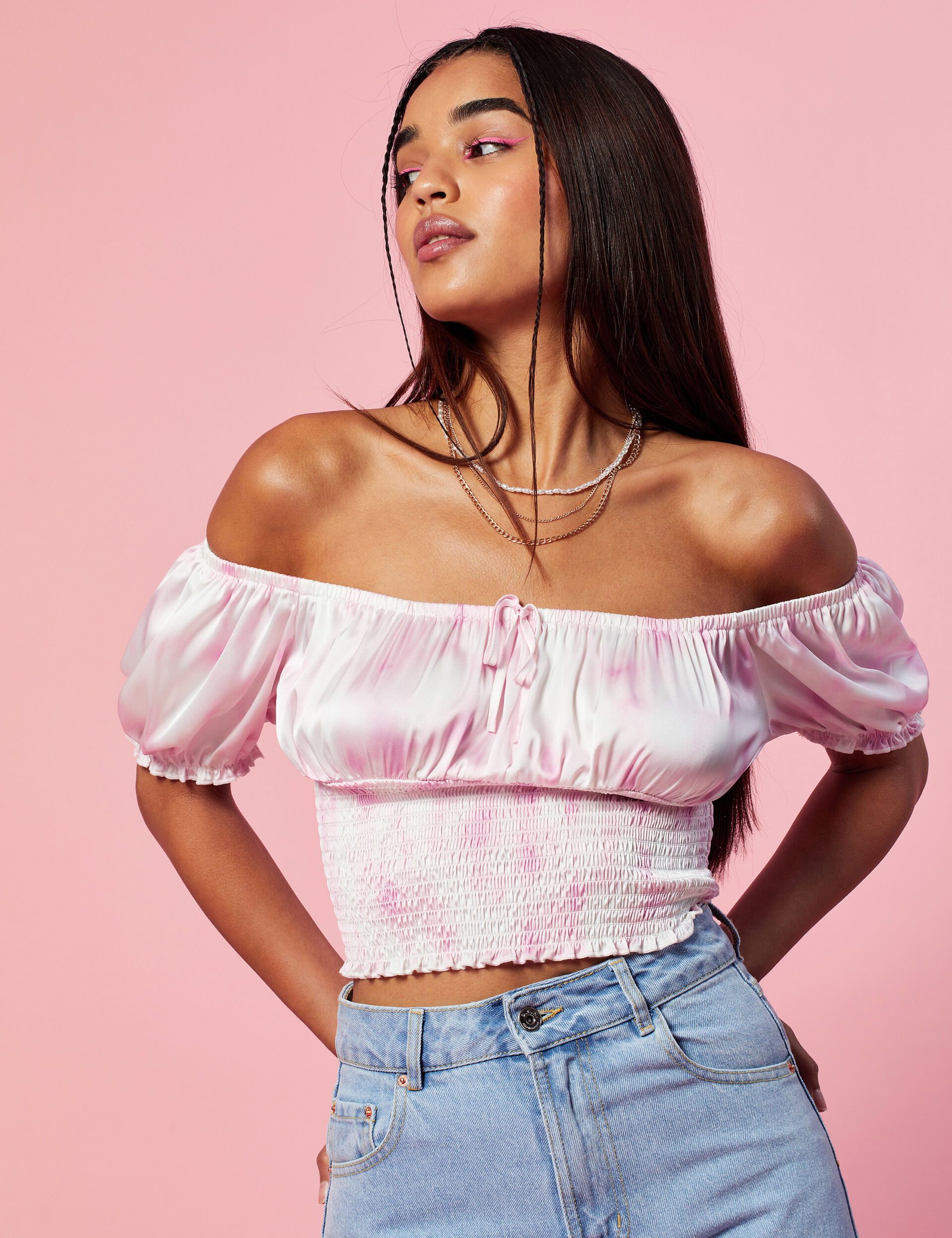 Cropped satin top