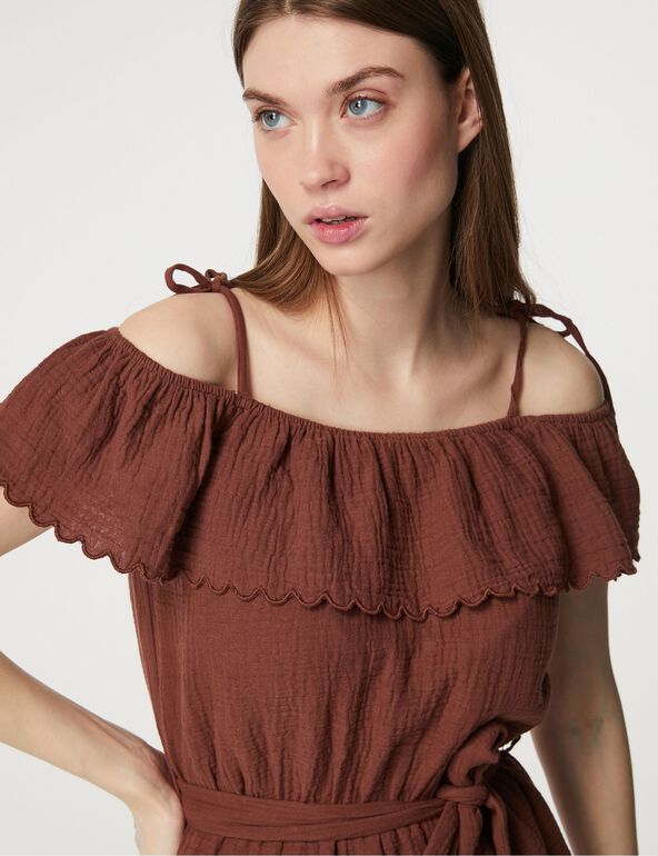 Textured playsuit with frills