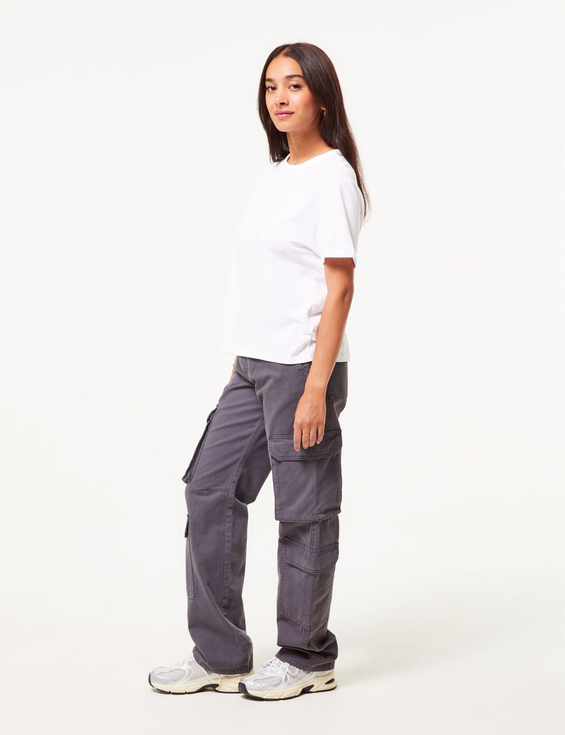 Pantalon straight cargo gris foncé