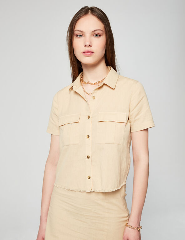 Raw edge cropped blouse