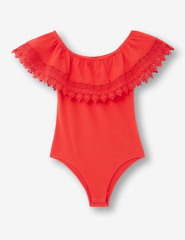 Bodysuit with lace frills