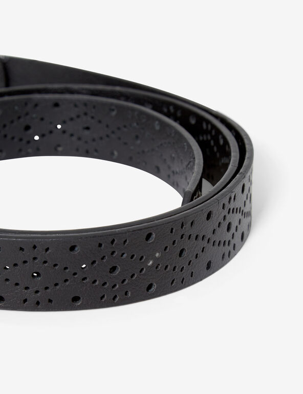 Perforated faux leather belt girl