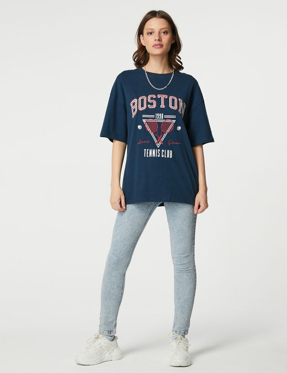 Tee-shirt oversize Boston femme