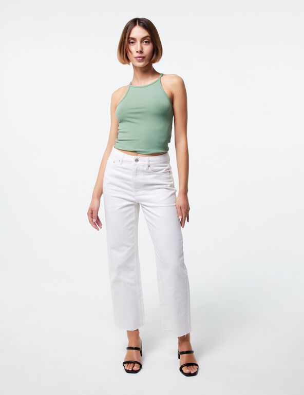 Jean straight cropped blanc teen